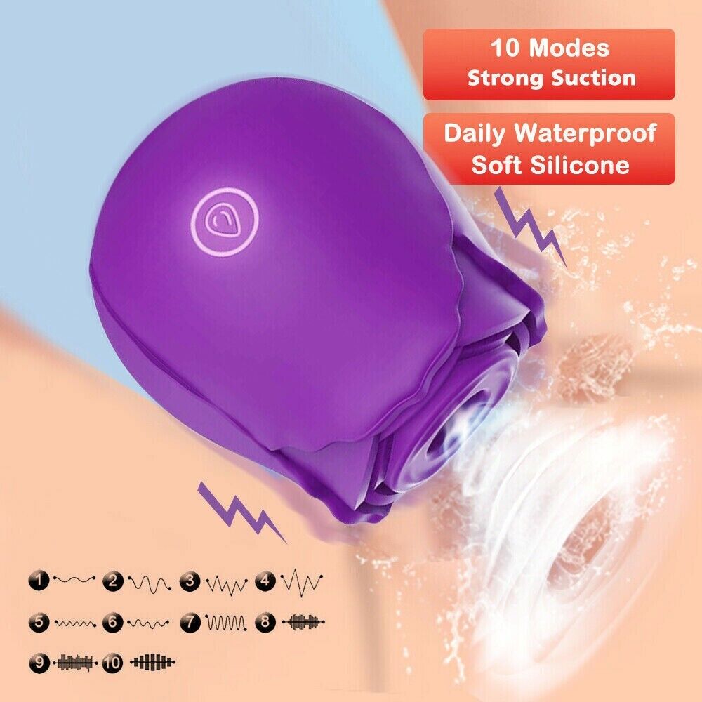 Rose Toy Clit Nipple G-Spot Suction Sucking Vibrator Massager For Women Sex