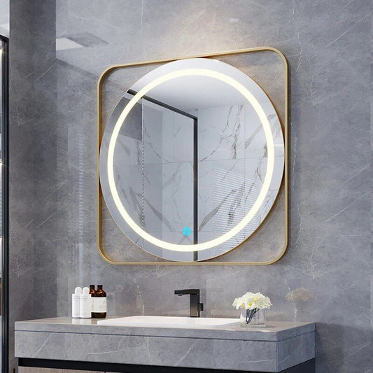 Modern Round LED Illuminated Bathroom Mirror – Fogless Touch Control, 8-inch Aluminum Frame