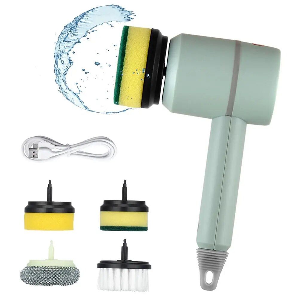 Versatile Electric Spin Scrubber – Multi-Function Cleaning Tool with 4 Brush Heads