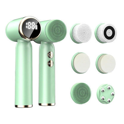 6-in-1 Ultrasonic Facial Cleanser Electric Auto-Rotating & Waterproof Brush for Deep Pore Cleaning