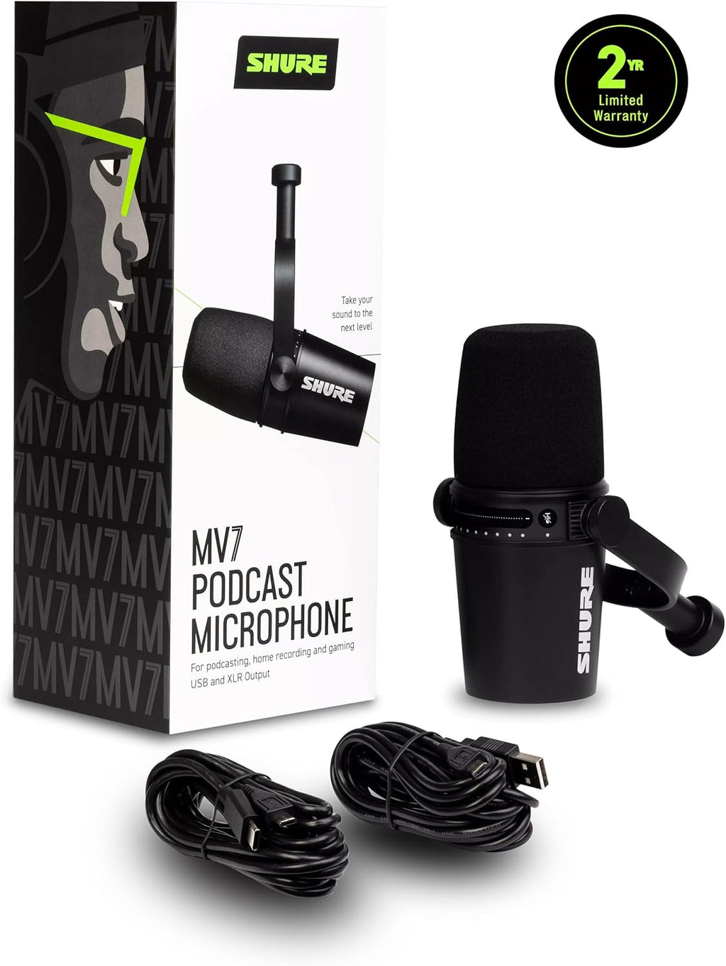 Shure MV7 USB/XLR Dynamisches Podcast-Mikrofon aus Metall