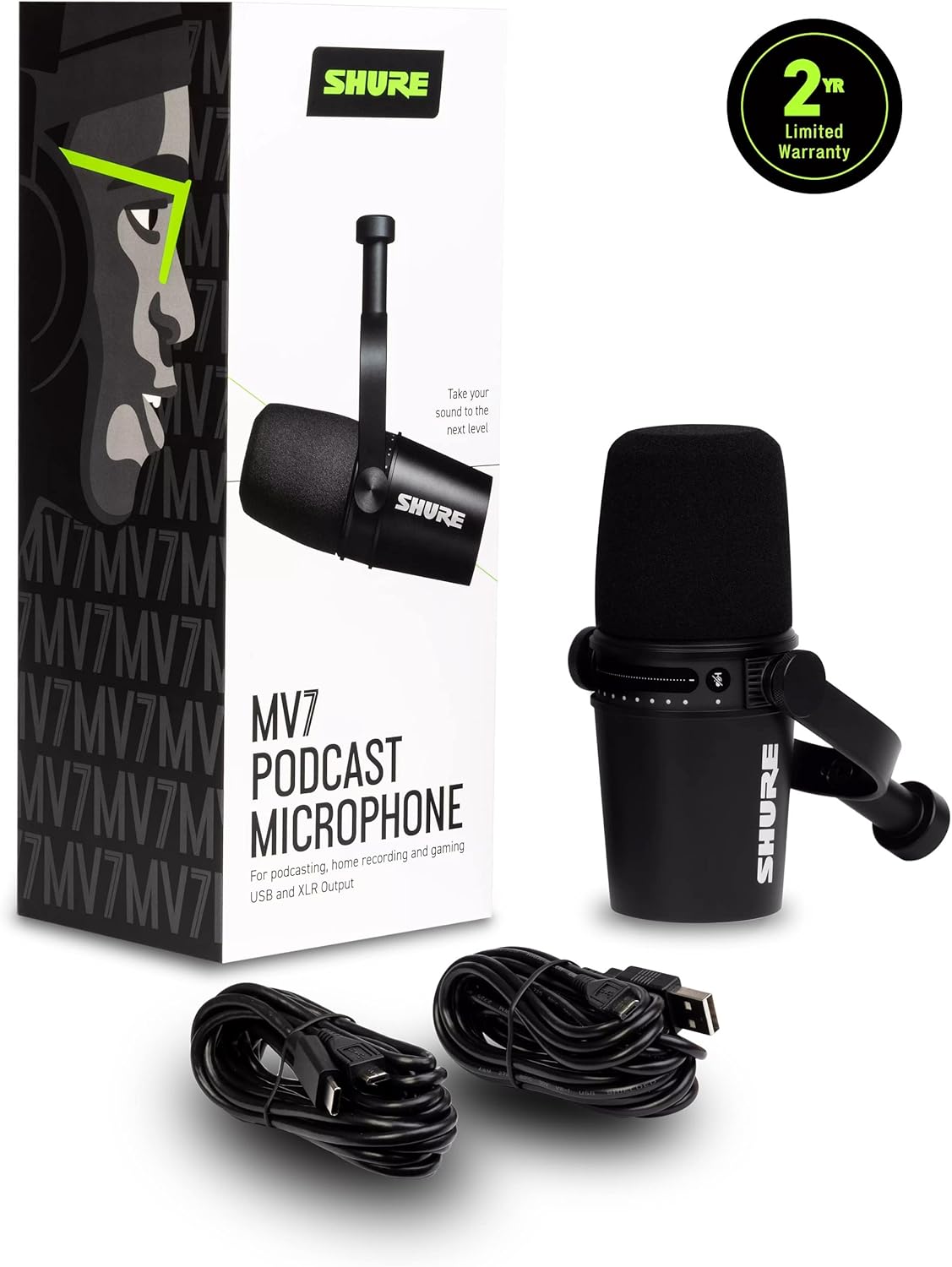 Shure MV7 USB/XLR Dynamisches Podcast-Mikrofon aus Metall