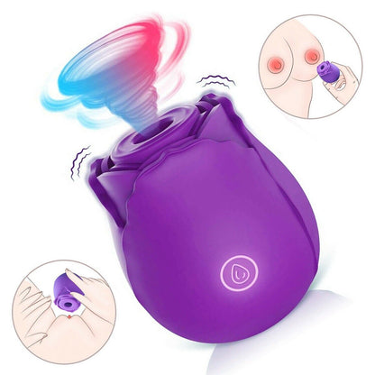 Rose Toy Clit Nipple G-Spot Suction Sucking Vibrator Massager For Women Sex