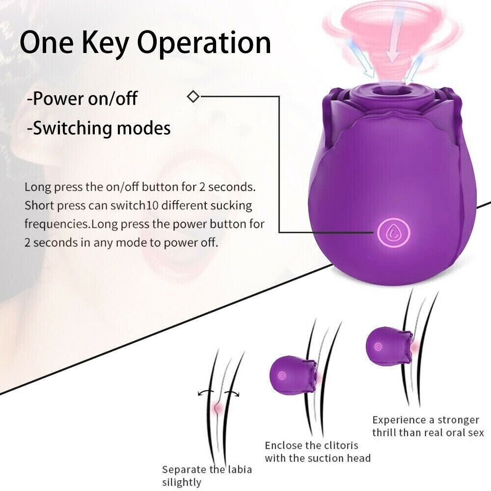 Rose Toy Clit Nipple G-Spot Suction Sucking Vibrator Massager For Women Sex