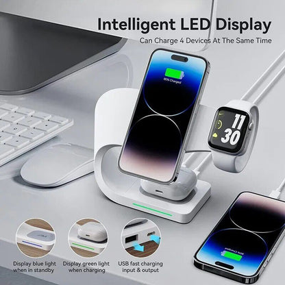 Magnetic Wireless Charging Stand 15W, Fast Induction Charger Dock for iPhone 141312, iWatch, AirPods