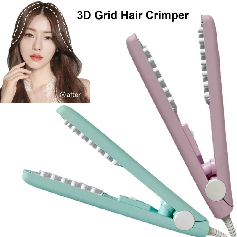 Mini Ceramic 3D Grid Hair Crimper & Curler – Volumizing Styling Tool for Women