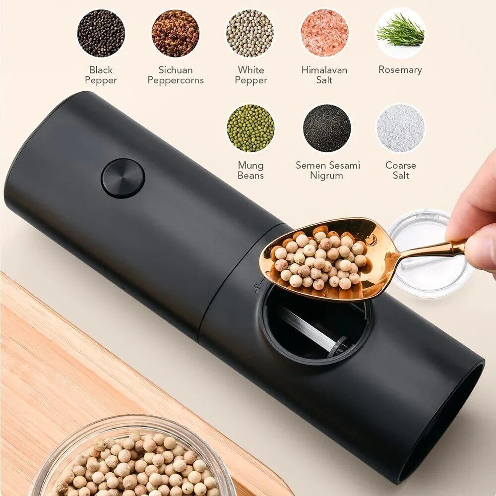 Electric Salt & Pepper Grinder Set with LED & Adjustable Coarseness