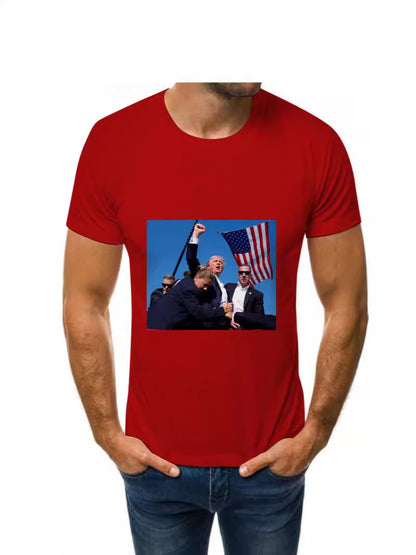 Trump Rally Shooter Tshirt - Trump 2024- DJT - Pro Trump - Trump Survived - USA Freedom - Donald J.Trump Menswear Streetwear Cotton T-Shirt