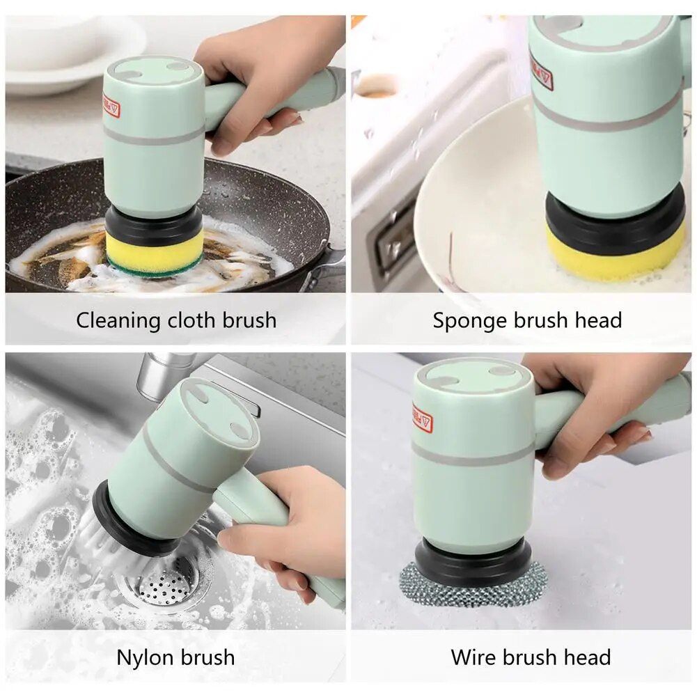 Versatile Electric Spin Scrubber – Multi-Function Cleaning Tool with 4 Brush Heads