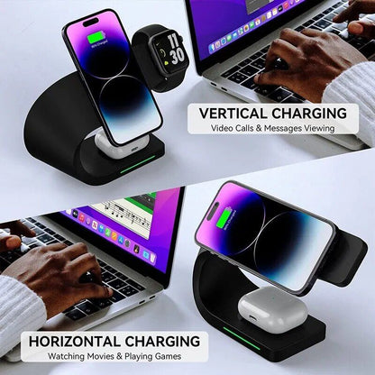 Magnetic Wireless Charging Stand 15W, Fast Induction Charger Dock for iPhone 141312, iWatch, AirPods