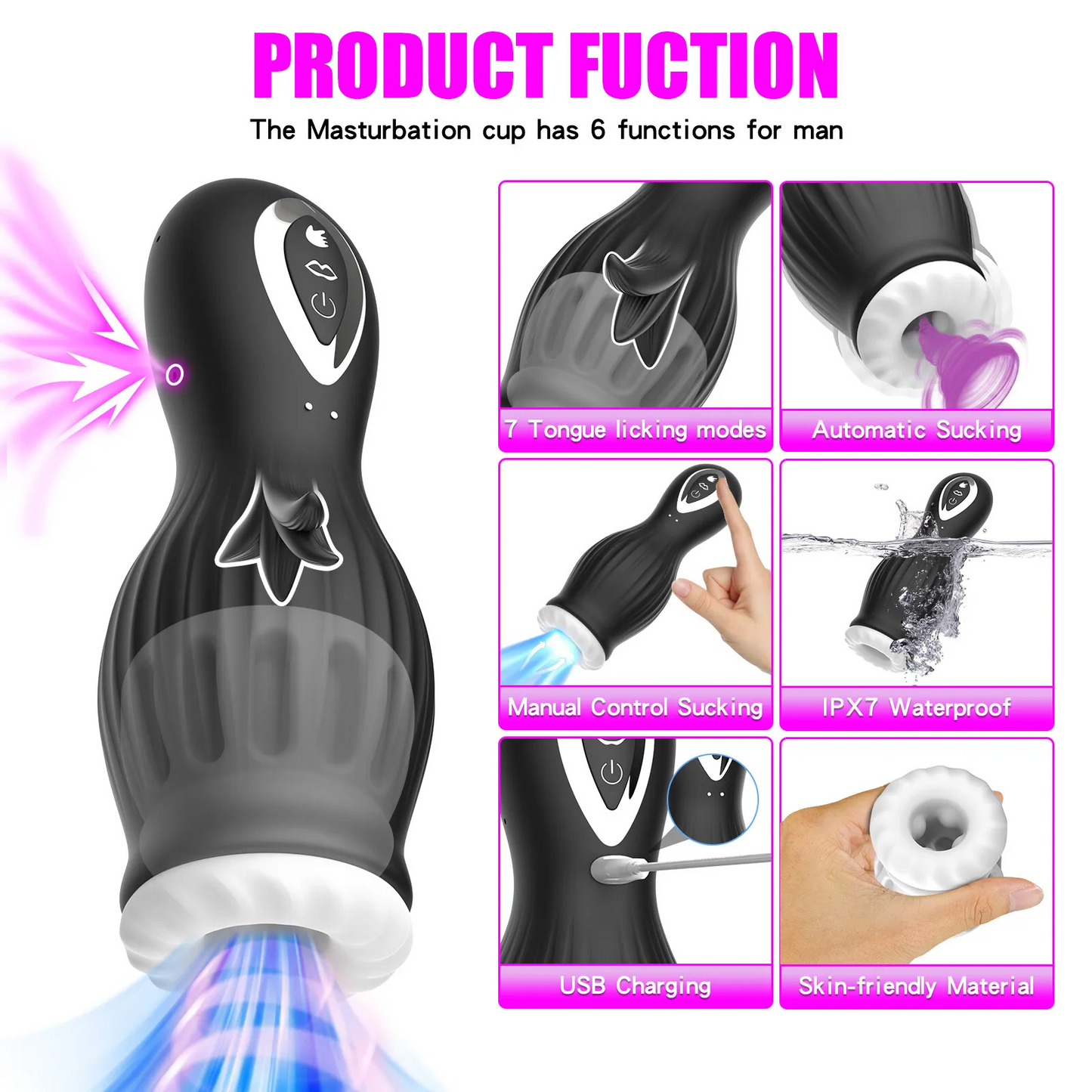 Male Masturbaters Automatic HandsFree Sucking Vibrating Cup Men Sex Toys