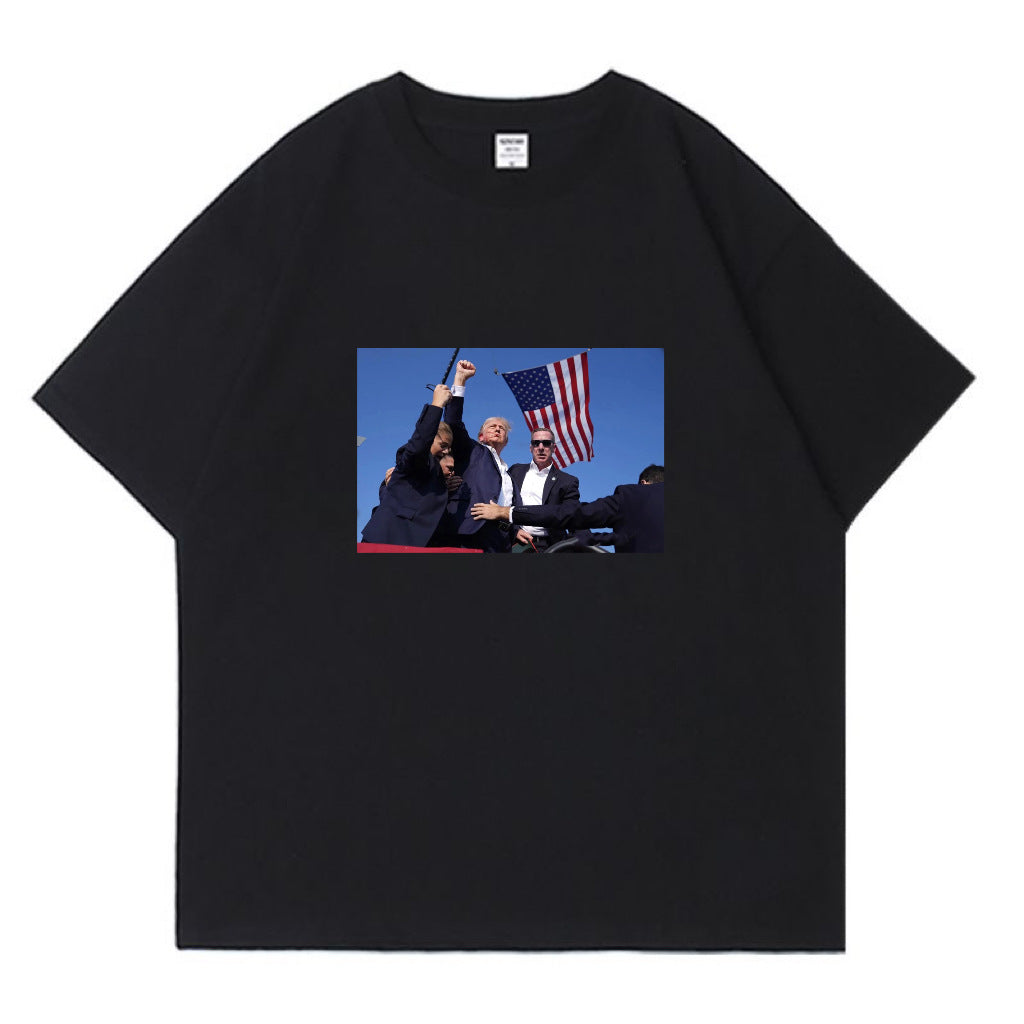 Trump Rally Shooter Tshirt - Trump 2024- DJT - Pro Trump - Trump Survived - USA Freedom - Donald J.Trump Menswear Streetwear Cotton T-Shirt