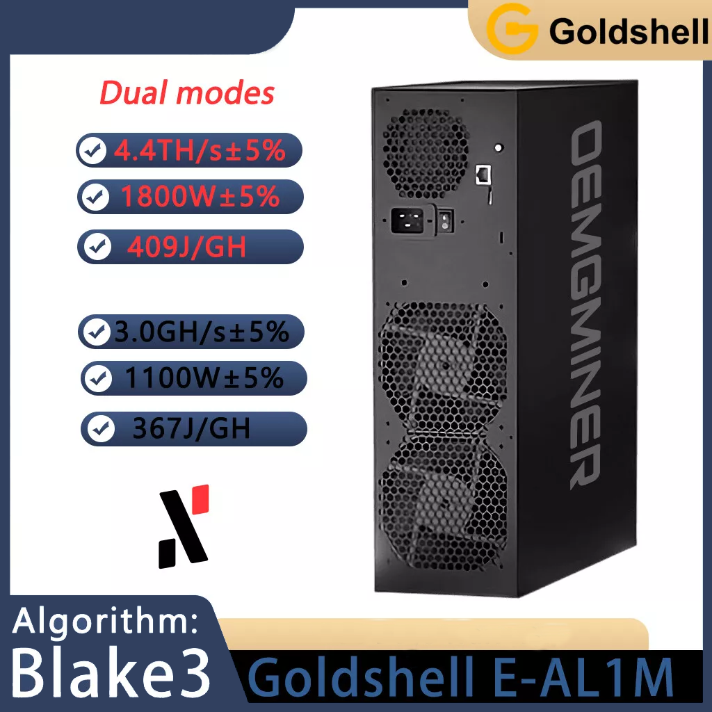 Goldshell E-AL1M 4.4TH Miner 1800W ALPH Black 3 Algorithm with PSU In Stock NEW