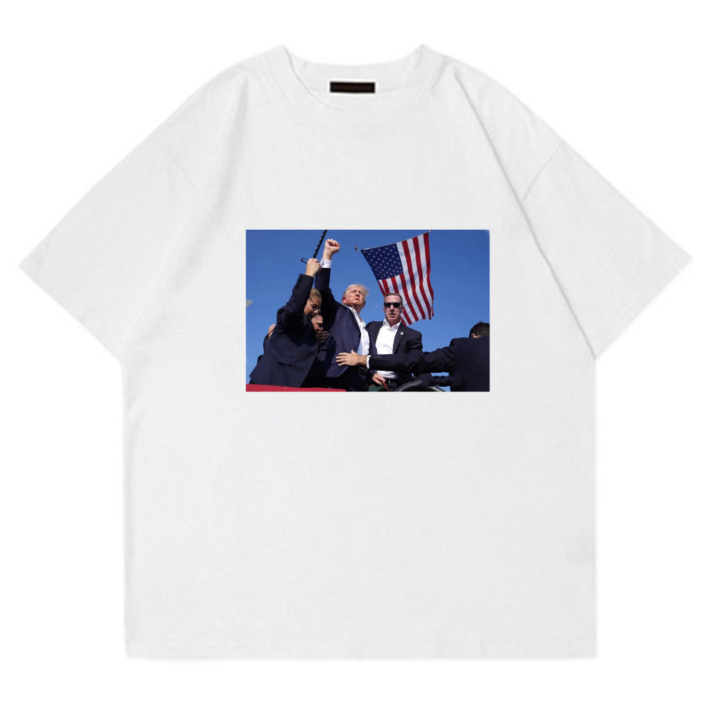 Trump Rally Shooter Tshirt - Trump 2024- DJT - Pro Trump - Trump Survived - USA Freedom - Donald J.Trump Menswear Streetwear Cotton T-Shirt