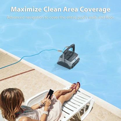 Efficient Robotic Pool Cleaner Automatic Vacuum with High Suction, Wall and Floor Cleaning