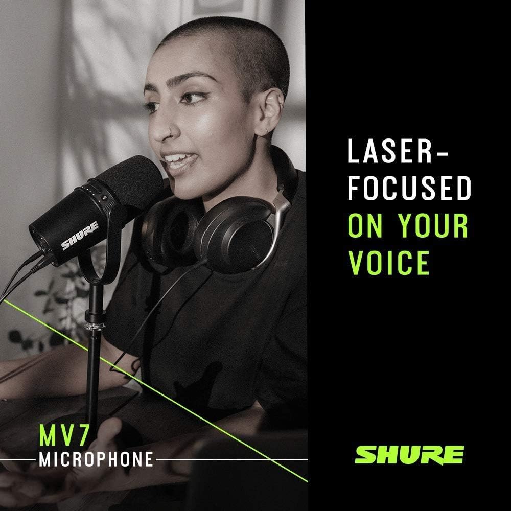 Shure MV7 USB/XLR Dynamisches Podcast-Mikrofon aus Metall
