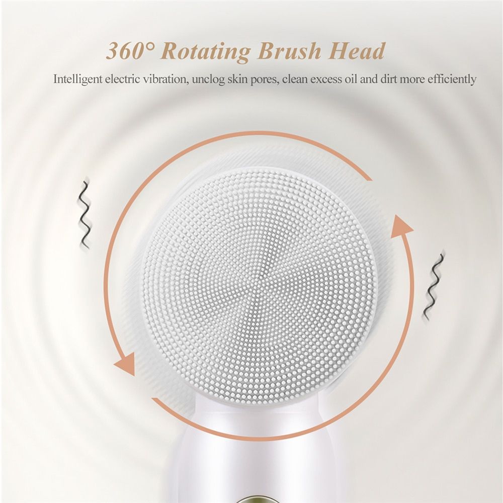 6-in-1 Ultrasonic Facial Cleanser Electric Auto-Rotating & Waterproof Brush for Deep Pore Cleaning