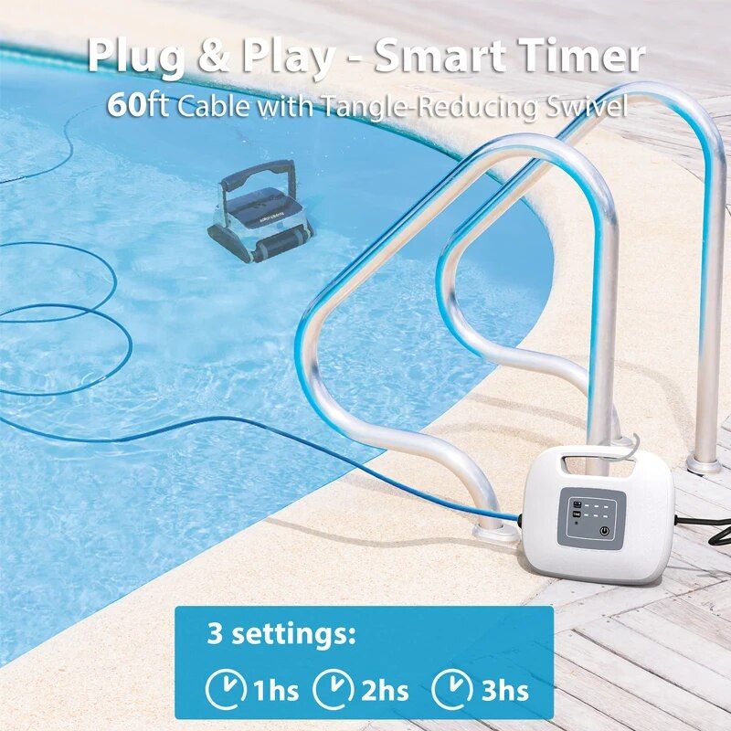 Efficient Robotic Pool Cleaner Automatic Vacuum with High Suction, Wall and Floor Cleaning