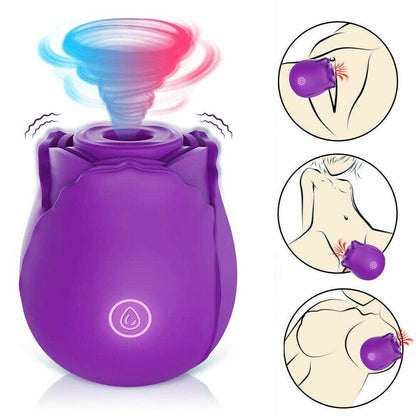 Rose Toy Clit Nipple G-Spot Suction Sucking Vibrator Massager For Women Sex