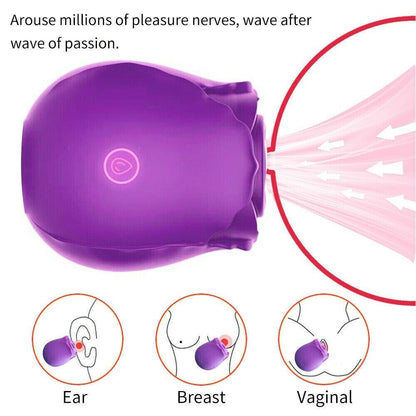 Rose Toy Clit Nipple G-Spot Suction Sucking Vibrator Massager For Women Sex