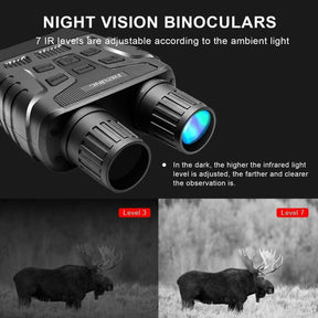 Binóculos infravermelhos de visão noturna HD com display LCD, detecção, gravação de vídeo