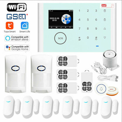 Sistema de alarme de segurança residencial sem fio +Amazon Alexa Tuya APP WiFi+GSM+GPRS